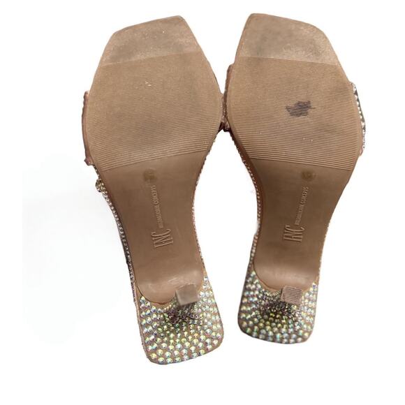 RHINESTONE NUDE KITTEN HEELS INC SANDALS SZ. 8.5 - Picture 6 of 8